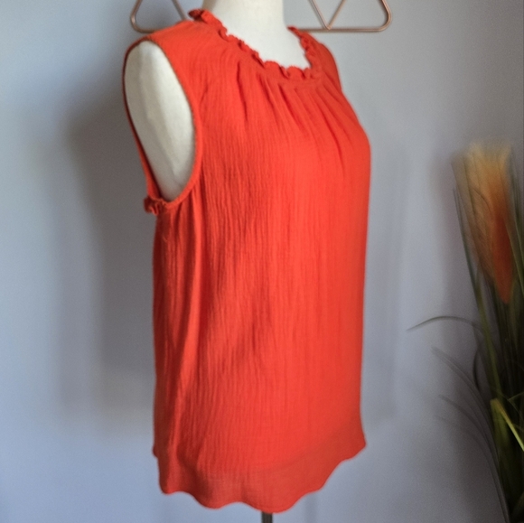 Matilda Jane, New, Maui Orange Cut-out Tie Back Cotton Gauze Shirt Size Large - Picture 6 of 11